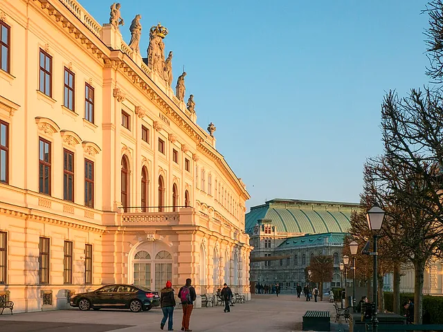 The Albertina in Vienna in warm evening light