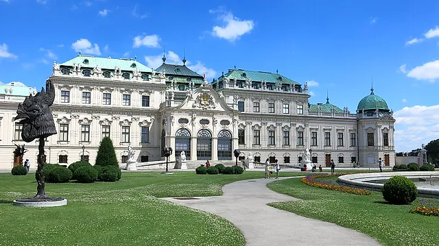 The Upper Belvedere and the palace garden on a sunny day