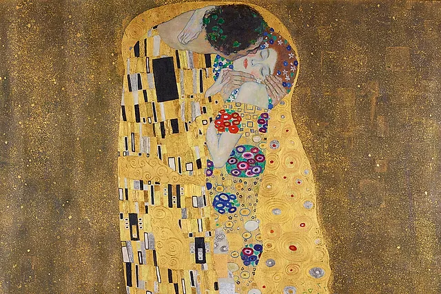 The Kiss (Lovers) by Gustav Klimt, 1907-1908, in the Upper Belvedere