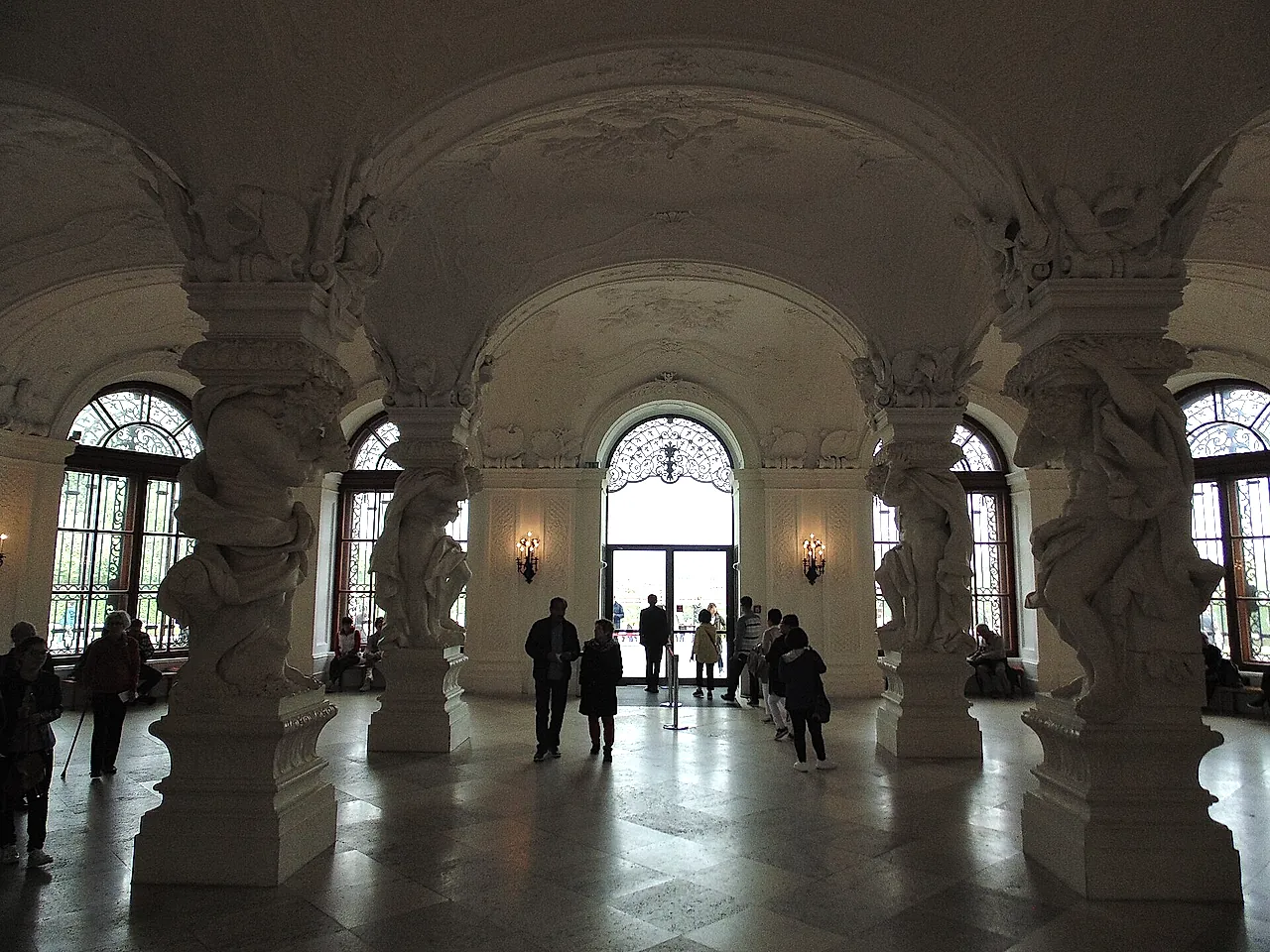 The Sala Terrena of the Upper Belvedere, with its stone Atlantes