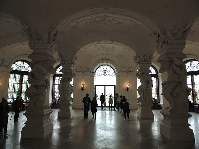 The Sala Terrena of the Upper Belvedere, with its stone Atlantes