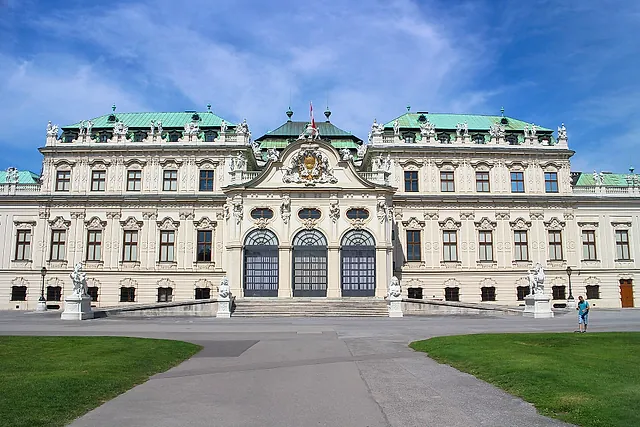 The Upper Belvedere seen from the garden path, with its three arched doors